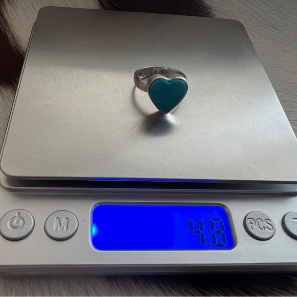 ❤️ Kingman Turquoise Robins Egg Blue Heart Shaped Navajo Style 925 Ring Sz 6.75 - Picture 9 of 16